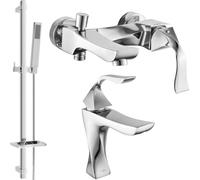 Estrella DQ02 Ensemble de mitigeurs de lavabo et de baignoire avec accessoires, chrome (72303DQ02-00)