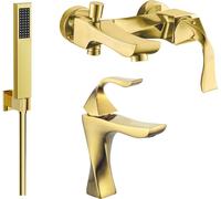 Estrella R02 Set de mitigeurs de lavabo et de baignoire avec accessoires, or (72303R02-50)