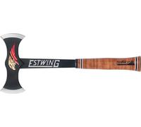 ESTWING Black Eagle Hache double avec manche en cuir,1060g, étui de protection en nylon