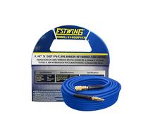 Estwing E1450PVCR Tuyau d'air hybride en PVC/caoutchouc de 15,2 m avec raccord industriel NPT en laiton et coupleur universel à connexion rapide, bleu et jaune, 0,6 cm x 15,2 m