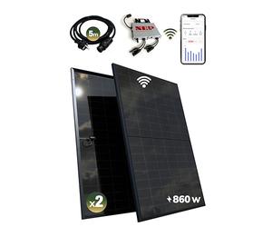 ESUNRA Create your Energy - Kit solaire balcon 800W - Plug and Play - 2 panneaux solaires bifaciaux 430W - ALL BLACK - TOPCon - Micro-onduleur NEP BDM800W - Câble de 5 m - Application de surveillance