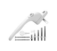eSynic 1 lot de poignées de fenêtre blanches pour fenêtres en UPVC verrouillables universelles avec clé, 5 broches multiples, vis coupables, s'adapte au centre de 43 mm, pour fenêtre et porte de