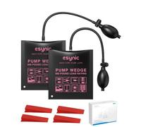 eSynic 2PCS Sac de Pompage à Coin d’Air avec 4 Cales Charge 300lb Coussin Gonflable de Levage 15x16,5cm Matériau TPU Pompe Manuelle pour Porte Fenêtre Meuble Appareil Ménager - Rose