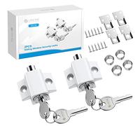 eSynic Lot de 2 verrous de porte coulissants professionnels pour porte de patio coulissante - Verrou de sécurité durable - Blanc - Parfait pour la sécurité de la maison