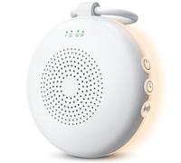 eSynic Mini Machine à Bruit Blanc Bebe avec 12 Sons Apaisants Veilleuse | 6 Niveaux de Luminosité, 16 Niveaux de Volume, Bouton Translucide, Fonction Minuterie, Recharge USB, Idéal pour Voyages