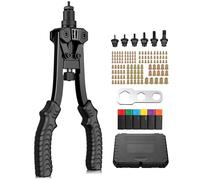 eSynic Pince à Insert Fileté Assortiment de 125 Écrous à Rivets Pince a Rivet M3 M4 M5 M6 M8 M10 Riveteuse Alliage Aluminium Manche Ergonomique Outils de Rivetage avec Étui de Transport