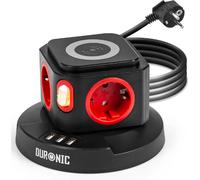 ET4W Tour Multiprise avec 3 ports USB et Recharge sans fil - 4 Prises 3680W 13A - Multiprise avec parasurtenseur protection contre les surtensions - Câble de 1,8 m