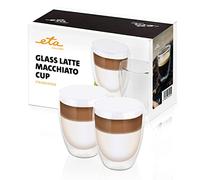 ETA Lot de 2 verres à latte macchiato à double paroi, 350 ml, boissons chaudes et froides, verres à café, Ristretto, en verre borosilicate