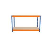 MonsterShop Établi S-Rax 150×45×90 cm à 2 niveaux 300 kg par étagère Bleu