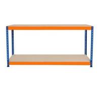 MonsterShop Établi S-Rax 180 x 45 x 90 cm – 2 niveaux, 300 kg/étagère – Bleu