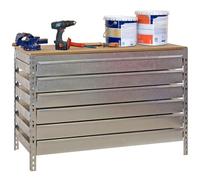 Etabli 6 tiroirs de rangement 840x1200x750mm galva 1 niveau agglo 600kg en kit (BT-5 BOX 1200)