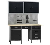 Établi à 4 panneaux avec 2 outils lourds pour projets de travail, table de travail multifonction pour les amateurs