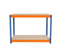 Établi Ajustable à 2 Niveaux S-Rax, Plan de Travail en Bois Aggloméré Robuste, Capacité 300kg, Bricolage Atelier Garage, Assemblage Sans Boulons, Pieds en Caoutchouc, 6 Renforts [120cm x 45cm x 90cm]
