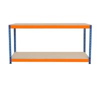 MonsterShop Établi S-Rax 180 x 45 x 90 cm – 2 niveaux, 300 kg/étagère – Bleu