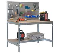 Etabli atelier Bois Métal avec panneau porte outils 1440x1200x600mm galva 2 niveaux agglo 600kg en kit (BT-2 1200)