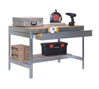 Etabli atelier Lourde Charge avec tiroir de rangement 840x900x600mm galva 2 niveaux agglo 400kg en kit (BT-3 BOX 900)