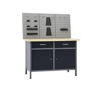 vidaXL Établi avec 3 panneaux muraux pour outils – Gris G