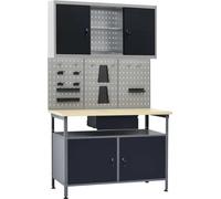 Établi avec 3 panneaux muraux et 1 armoire