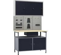 Établi avec 3 panneaux muraux et 1 armoire