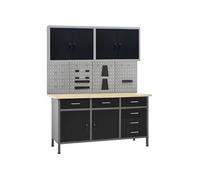 vidaXL Établi avec 4 parois d'outils et 2 armoires murales