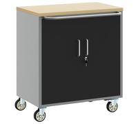 Établi avec étagère avec roue, noir et gris, 75 x 45 x 85 cm, chariot à outils, chariot d'atelier avec tiroir et serrure, compartiment et roulettes, rangement pour garage, cave, bricolage, accessoires