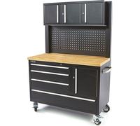 Établi avec panneau arrière 180cm Chariot d'atelier Équipement d'atelier Armoire à outils