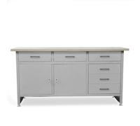 Établi avec plan de travail Établi avec 6 tiroirs 2 casiers Pieds réglables Plan de travail en MDF Capacité de charge jusqu'à 500 kg 170x60x85 cm Gris