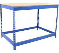 Établi Baumax, table d'atelier, charge maximale 400 kg, 900 x 1200 x 450 mm, bleu/bois - pour le bricolage