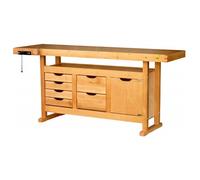 Établi bois- menuisier - 1,75 m - caisson 1 porte 6 tiroirs - presse OUTIFRANCE