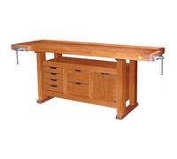 Outifrance Établi bois 2,00 m (0013202) – Caisson 6 tiroirs – 2 presses