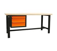 Établi d'Atelier 2M Fischer Darex Plateau bois - Bloc 3 tiroirs