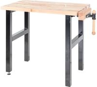 Établi de bricolage 1000 mm avec étau – Plateau hêtre massif et pieds acier