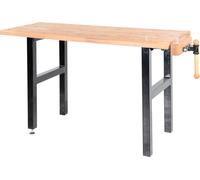 Établi de bricolage 1500 mm avec étau – Plateau hêtre massif et pieds acier