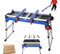 Établi de travail du bois robuste avec support de scie à onglet pliable, hauteur réglable pour atelier portable