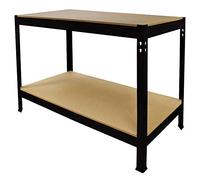 Etabli de Travail Q-Rax Noir 100cm Bricolage Rangement Atelier MDF Table de Travail Garage 400KG max capacité 200Kg par planche