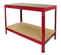 Etabli de Travail Rouge 100cm Bricolage Rangement Atelier MDF Table de Travail Garage 400KG Max Capacité 200Kg par Planche