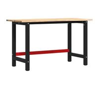 Établi en bois massif de chêne - 140 x 60 x 81,5 cm - Avec cadre en métal revêtu par pulvérisation - Table de travail robuste pour atelier, garage, cave, rangement pratique des outils et banc de rabot