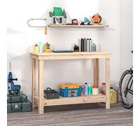 Établi en pin massif - 110 x 50 x 80 cm - Table de travail avec espace de rangement - Tiroir et mur à outils - Pour atelier, garage, cave - Robuste et stable