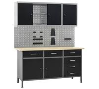 Etabli et 4 Panneaux Muraux et 2 Armoires Table de Travail Garage vidaXL