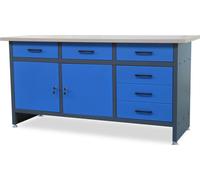Établi Établi bleu anthracite ; plateau bois 85x170x60