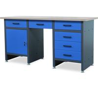 Établi Établi bleu anthracite ; plateau bois 85x170x60