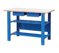 Établi mécanicien - longueur 1,20 m - plateau bois - 2 tiroirs OUTIFRANCE