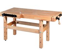 Établi menuiserie 1500 mm – Plateau hêtre 120 mm – 2 étaux double broche