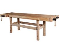 Établi menuiserie 2500 mm – Plateau hêtre 120 mm – Étau double broche