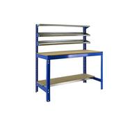 SimonRack – Établi d'atelier BT1 – Capacité 600 kg, 1445×1210×610 mm, 3 étagères, Bleu/Bois