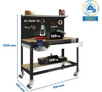 Établi métallique SIMONWORK MOBILE BT3 BOX 900 ANTRACITE/MADEIRA