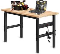Établi modulable - Plan de travail en bois avec prises électriques pour le garage, la maison et le bureau