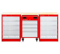 Établi modulaire Multiplex avec 2 armoires à tiroirs 5T et 1 servante d'atelier 4T 2000 mm MW Tools MOD20L55M