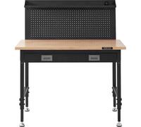 Établi multifonctionnel en bois massif 48 x 24 po avec panneau perforé et prises électriques