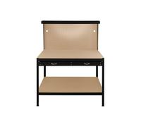 MonsterShop Établi Monstershop 120 cm, panneaux perforés, tiroirs, lumière LED, Noir
